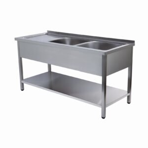 BANCADA DE LAVAGEM 2 CUBAS DT 1400x600x850 INOX