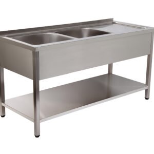 BANCADA DE LAVAGEM 2 CUBAS 1400X700X850 INOX