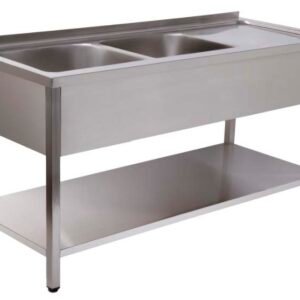 BANCADA LAVAGEM 2 CUB 1400x700x850 INOX DESMONTADA