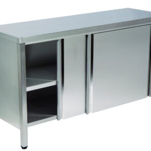 MESA ARMÁRIO PORTA.DESL. 2 PRAT.1400X600X850 INOX